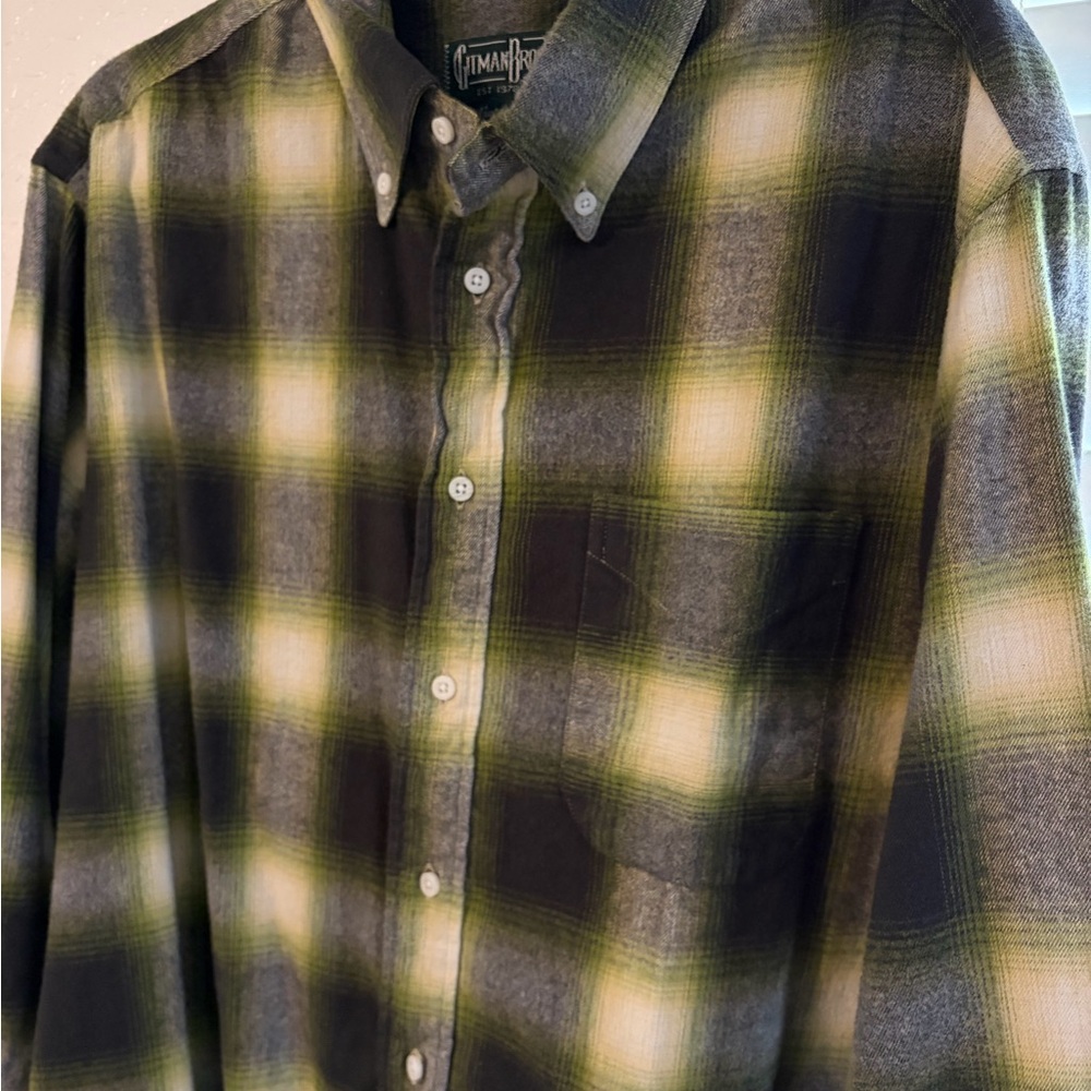 Gitman Brothers Olive and Cream Plaid Shirt